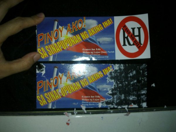 Anti-RH Bill sticker, vandalized